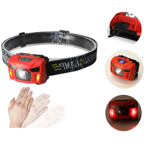 Linterna frontal recargable con sensor de movimiento LED de 5 W, mini linterna frontal recargable para acampar al aire libre, linterna frontal con USB para acampar al aire libre, ciclismo, correr, pes (1/5)