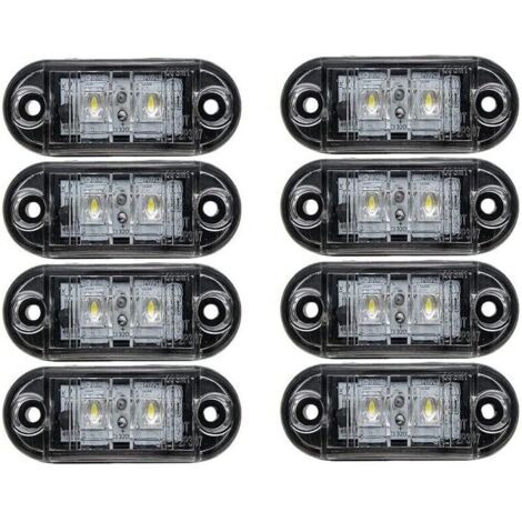 Luces de posición laterales para coches, 8 unidades, 12 V/24 V, LED, lámpara de señal universal para camión, remolque, furgoneta, caravana, camión, color blanco (1/2)
