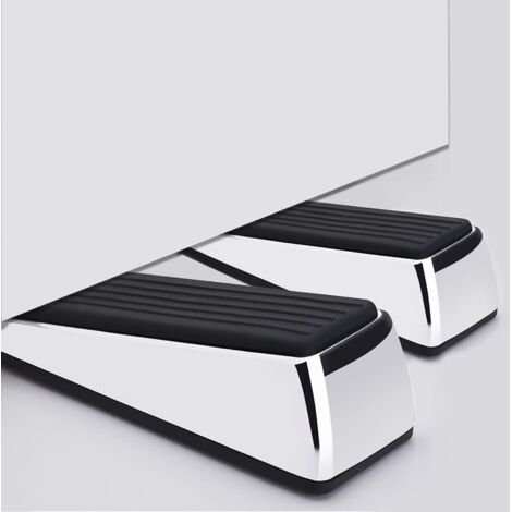 Tope de puerta de metal, tope de puerta de caucho premium resistente, tope de puerta de cuña, paquete de 2, adecuado para espacios libres de puerta de 0,4 a 1,18 pulgadas (11 mm a 30 mm)