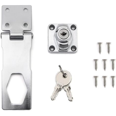 Cerrojo con llave y tornillos para portón, cobertizo o puerta de garaje, 10 cm (4"), acabado, 1 unidad