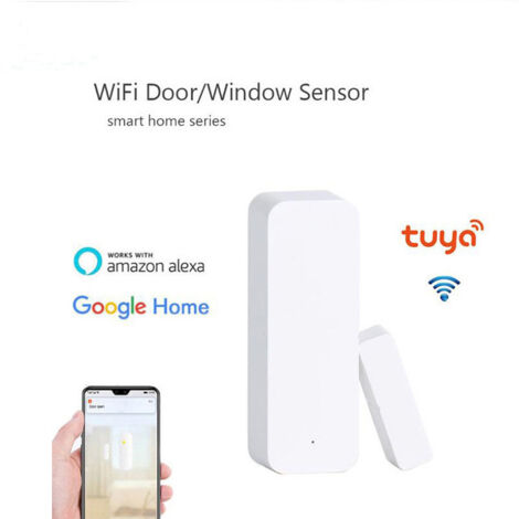Sensor de puerta y ventana WiFi Tuya, sensor magnético de puerta, control remoto inteligente para el hogar, sensor antirrobo para puerta y ventana, alarma de prevención y aislamiento de epidemias (bla (1/5)