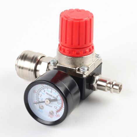 Regulador de presión de aire comprimido: separador de agua y aire comprimido de 1/4 de pulgada con manómetro, regulador de presión de 120 PSI, regulador de aire comprimido, estándar UE de 4 orificios, (1/5)