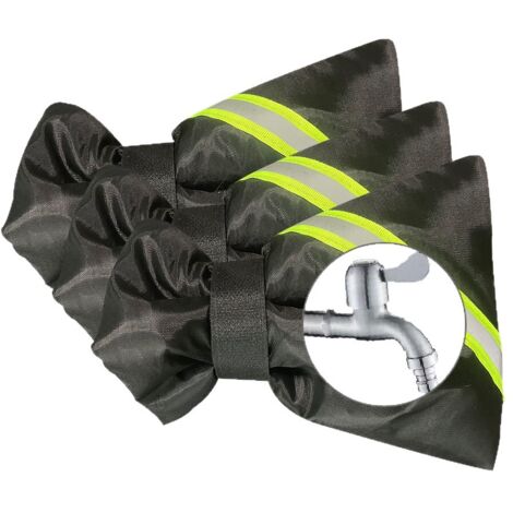 Paquete de 3 cubiertas de grifo para exteriores para protección contra el congelamiento en invierno, cubierta de boquilla de manguera de invierno de 17 x 21 cm, cubierta de boquilla impermeable con ai (1/4)