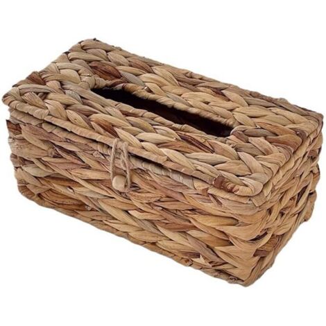 Caja de pañuelos de ratán tejido con tapa, caja de papel higiénico, caja de papel de bombeo para sala de estar del hogar (1/5)