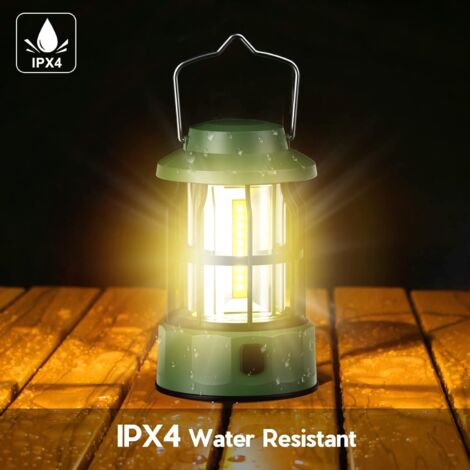 Lámpara de camping a batería, regulable, portátil, impermeable IPX4, ideal para camping, cortes de luz y emergencias. (1/5)