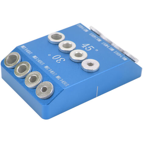 Guía de perforación de agujeros de bolsillo, 4 tamaños, plantilla de perforación de agujeros de bolsillo, alta dureza, portátil, operación simple, 30, 45, 90 grados, azul (1/5)