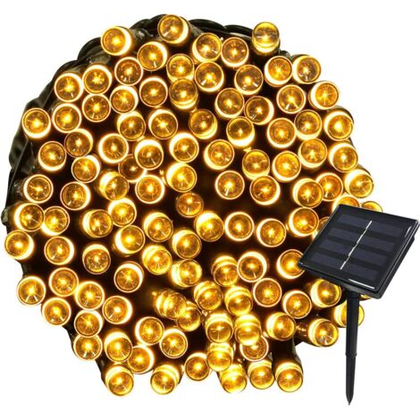 Guirnalda de luces solares de 22 m, 200 LED, 8 luces, ideal para fiestas, bodas, cumpleaños y jardín (blanco cálido, 1 unidad) (1/5)