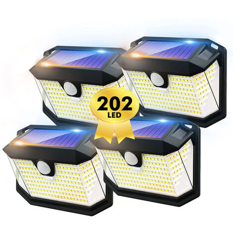 Luz solar LED para iluminación de patio, paisaje, inducción humana, impermeable, luz solar de pared para exteriores, 4 unidades (1/5)