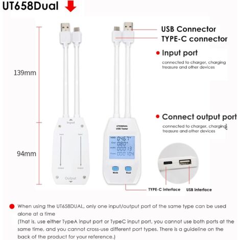 Pinza Amperometrica Fluke Tester USB LCD Per Tensione, Corrente E Potenza - Voltmetro E Amperometro Portatile Per Caricabatterie Tester Tensione Caricabatterie USB