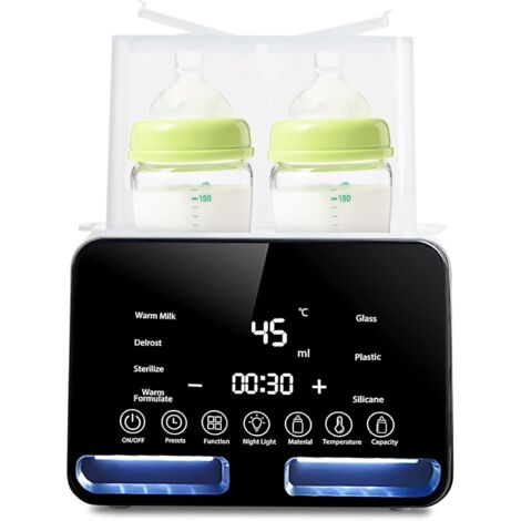 Calentador de biberones multifuncional, calentador de biberones digital portátil, esterilizador de biberones, calentador de biberones eléctrico rápido, control inteligente de temperatura para bebés y