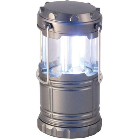 Linterna LED Velamp IC207, 200 lúmenes. Lámpara de camping extensible y compacta. Se puede colgar, muy luminosa para senderismo, pesca y trekking. Plástico, gris [Clase energética A+++] (1/5)