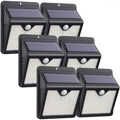 Lámpara solar para exteriores iPosible, paquete de 6, 150 LED, 1000 lúmenes, resistente al agua, con sensor de movimiento inalámbrico, luz de pared para jardín. (1/5)