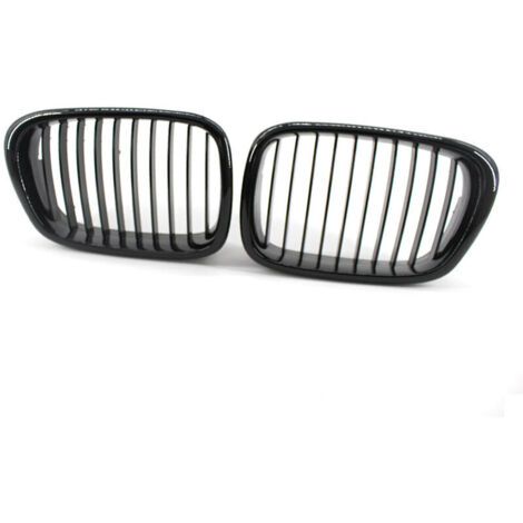 Reemplazo de parrilla de carreras de 2 piezas para parachoques delantero, capó y riñón, en negro brillante, para BMW Serie 5 E39 M5 1999-2003, modelo: negro brillante 26 (1/5)