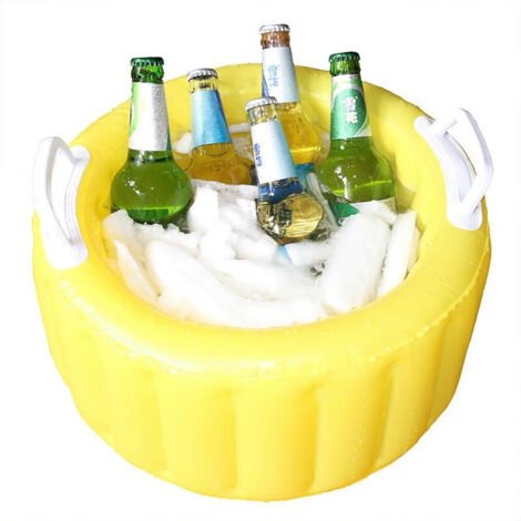 Cubo de hielo inflable, cubo de cerveza de PVC, barra de hielo, cubo de agua al aire libre, cubo de agua portátil, se puede llenar con hielo inflable, 45x45cm (1/5)