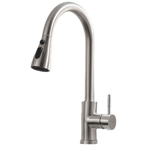 Grifo mezclador de cocina giratorio de 360° con cabezal extraíble, mezclador de fregadero con 3 boquillas de pulverización ajustables (1/4)