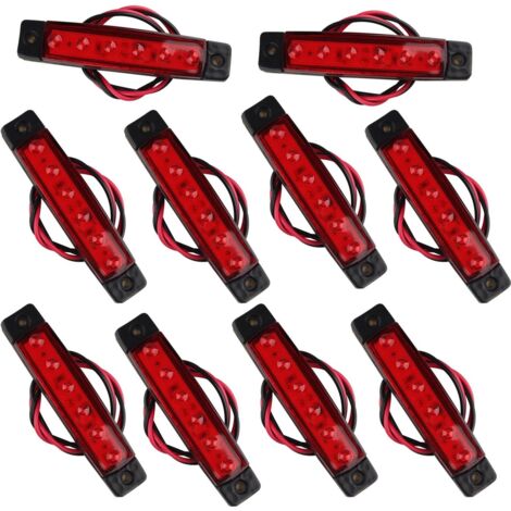 10 luces LED de posición laterales de 12 V 6SMD, luces de posición delanteras y traseras para remolque, camión, caravana, autocaravana, furgoneta, camión, autobús, barco, tractor, motor rojo (1/5)