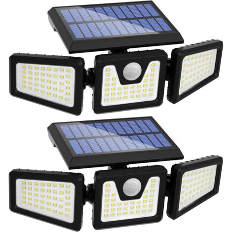 Luces solares para exteriores, 118 luces solares LED para exteriores con detector de movimiento, luces solares LED para exteriores impermeables IP65 para jardín, entrada, patio. (1/5)