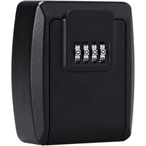Caja de seguridad para llaves de pared con combinación de 4 dígitos, ideal para oficina, hogar, garaje, escuela y como llave de repuesto, color negro. (1/5)