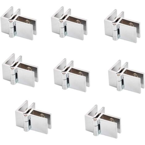 Bisagras para puertas seccionales de vidrio, clip rectangular ajustable de 5 mm a 8 mm, clip único para gabinetes y armarios, bisagras para puertas de vidrio, puerta de vidrio de 90 grados sobre panel (1/2)