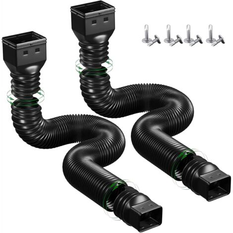 Juego de 2 mangueras flexibles de desagüe para canalones, conjunto de canalones, extensión de 53 a 152 cm, conector para tubo de agua de lluvia, expandible para la mayoría de tuberías de agua de lluvi (1/5)