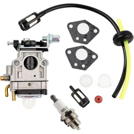 Carburador para desbrozadoras de 52 cc, 49 cc y 43 cc. Kit de carburador con junta, manguera, bujía y filtro de combustible. Carburador para desbrozadora. (1/5)