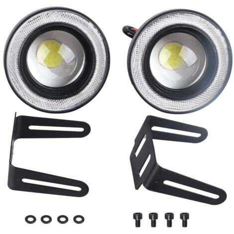 2 faros antiniebla para coche, lámpara LED de anillo Halo de 3,5 pulgadas, 30 W, 1200 lúmenes, apertura COB de 6000 K a 7000 K, luz diurna LED (DRL). (1/5)