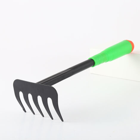 Herramienta de jardinería manual - Rastrillo de cinco dientes: 26,5 x 8 x 11 cm - Herramienta de acero con mango de plástico - Rastrillo de cinco dientes para jardinería (1/3)