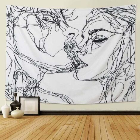 Tapiz abstracto conmovedor para hombres y mujeres, tapiz de amantes besándose para dormitorio, sala de estar (1/5)