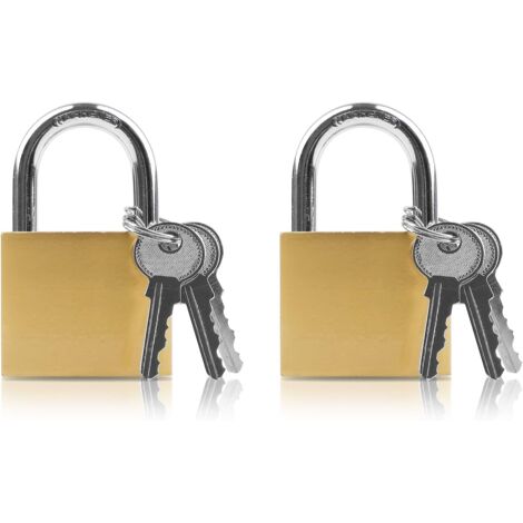 Juego de 2 candados pequeños con llave, ideales para maletas, taquillas y candados de seguridad. Ideales para bolsos de viaje, maletas, armarios y taquillas. 32 mm de largo x 52 mm de alto. (1/5)