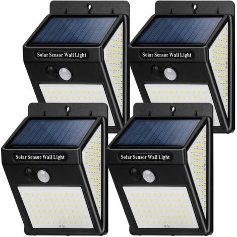 Luz solar exterior, sensor de movimiento, 3 modos [Paquete de 4 144 LED] impermeable inalámbrica (1/5)