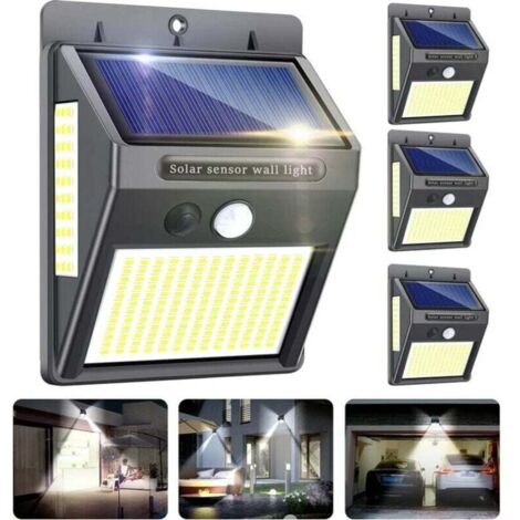 Luces solares para exteriores Innosinpo, 4 unidades, 216 LED, 1000 lúmenes, con sensor de movimiento, ángulo de 300°, IP65 a prueba de agua, para pared, para entrada de jardín (1/5)