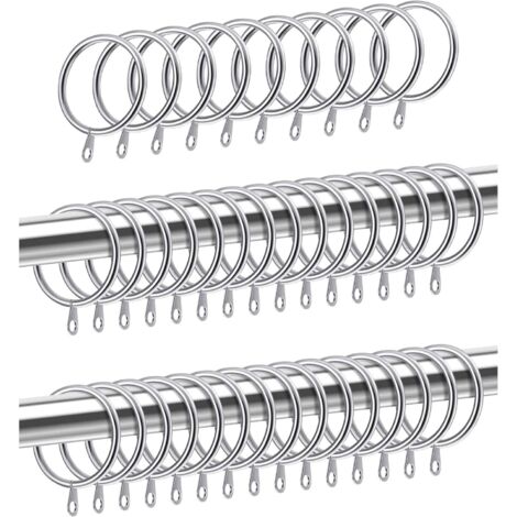 Paquete de 40 anillas metálicas para colgar cortinas y varillas, diámetro interior de 30 mm, plateadas, para barras de cortina y accesorios de cortina. (1/5)
