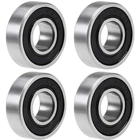 Rodamiento rígido de bolas de 4 piezas, 8 x 19 x 6 mm, 698-2RS, acero cromado, doble sellado (1/4)