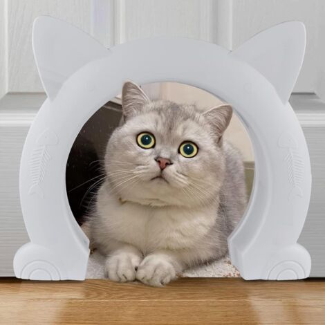 Puerta para gatos de interior grande, puerta para gatos de interior XL, puertas para mascotas para gatos, gatitos y perros pequeños (blanca) (1/5)