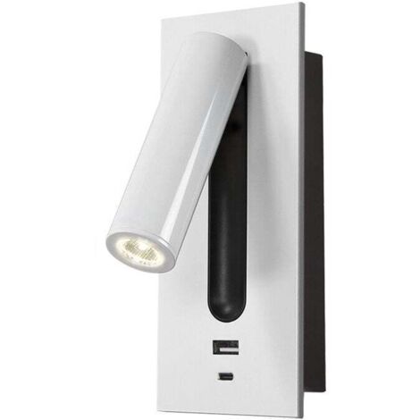 Lámpara de lectura LED para mesita de noche con interruptor oculto, luz de pared empotrada tipo C, giratoria 350°, plegable 90°, 3 W, 3000 K, luz blanca cálida (1/5)