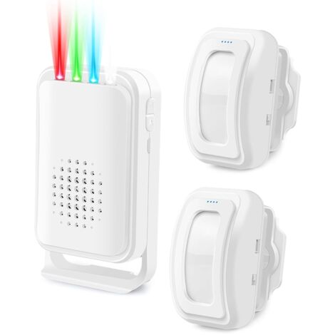 Timbre de puerta inalámbrico con sensor de movimiento, alarma con sensor de movimiento, sensor de alarma para puerta Ring, sensor de movimiento Ring para interiores, 1 Receptor 2 Sensores (1/5)