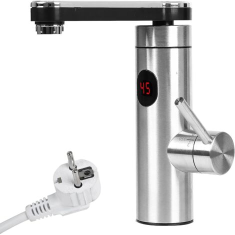 Grifo de calefacción eléctrica, 220 V, 3300 W, acero inoxidable 304, agua caliente directa, giro de 360 grados, grifo de cocina, pantalla LED de temperatura, fregadero de una mano para cocina y baño (1/5)