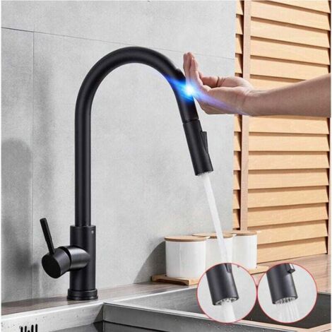 Grifo de cocina Smart Kitchen Touch Touch, acero inoxidable negro - 1 pieza - Acabado pintado en negro (1/5)