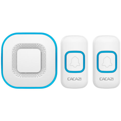 Timbre inalámbrico, timbre LED inteligente para el hogar, 1 timbre, 2 botones, blanco