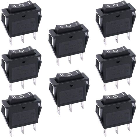 Interruptor basculante SPDT de 8 piezas, 3 posiciones, encendido/apagado/encendido, 15 A, 250 V, 20 A, 125 V CA, para automóviles, camiones, embarcaciones y electrodomésticos KCD3-103-BK (1/5)