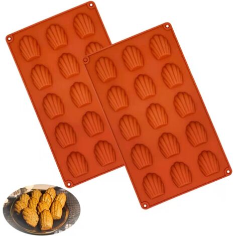 Juego de 2 mini moldes de silicona para tartas, con 15 agujeros, antiadherente, para mousse de chocolate (rojo) (1/5)