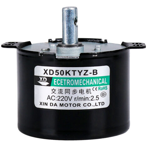 Motor eléctrico síncrono de imán permanente de baja velocidad, pequeño, 50KTYZ, CA 220 V, 6 W, 2,5 rpm, sentido horario/antihorario