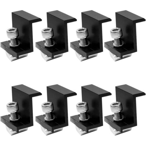 Soportes de montaje laterales de engarce fotovoltaico negros de 30 mm para paneles solares, accesorios de montaje (1/4)