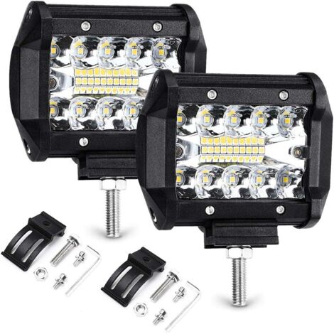 Faro adicional, 2 x 70 W, luz de trabajo LED, 12 V, 7200 lm, 6000 K, IP68, resistente al agua, luz de carretera, SUV, UTV, ATV, faros antiniebla, faros todoterreno (1/5)