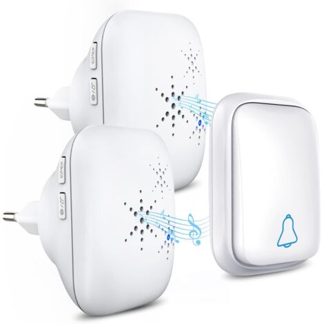 Timbre inalámbrico para exterior - Resistente al agua con 2 receptores - Grado de impermeabilidad IP68 - Alcance de 150 m - 4 niveles de volumen - 37 tonos de llamada - Sin pilas (1/5)
