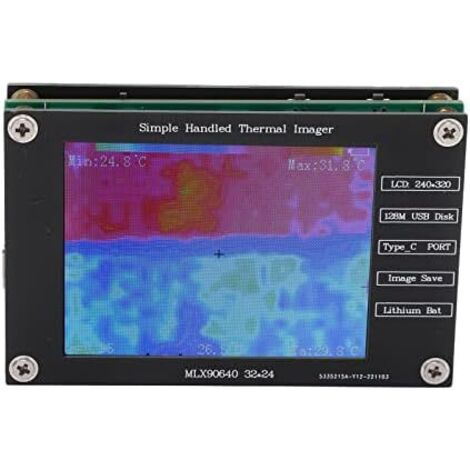 Cámara termográfica infrarroja de 2,8 pulgadas, 320 x 240, de -40 °C a +300 °C, chip flash SPI integrado, carga USB-C, para medición de temperatura sin contacto (1/5)