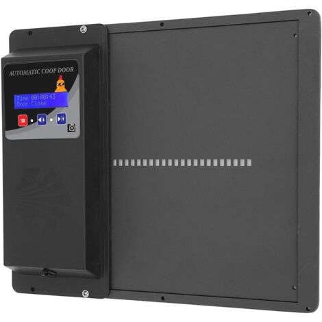 Puerta automática para jaulas de pollos, programable por USB, horizontal, de metal, con control remoto solar, con sensor de luz y temporizador para el hogar, color negro (1/5)