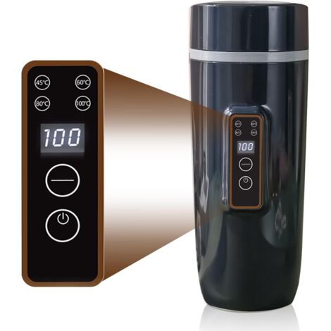 Hervidor portátil, calentador eléctrico 3 en 1, hervidor, botella con termómetro de viaje pequeña, botella de agua, taza térmica, botella de agua, 0,6 L, control inteligente de temperatura