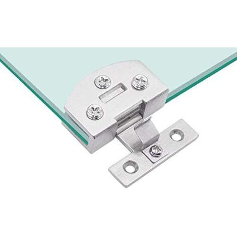 par de bisagras para puertas de vidrio para gabinetes, vitrinas, vinotecas, bisagras de puerta con clip, piezas de repuesto, adecuadas para vidrio de 5 a 8 mm de espesor (plateadas) (1/5)