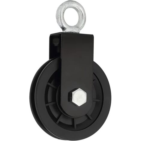 Polea de ejercicio de nailon silenciosa de 9 cm con soporte metálico para equipos de gimnasio - Polea de levantamiento de pesas - Rodamiento único
